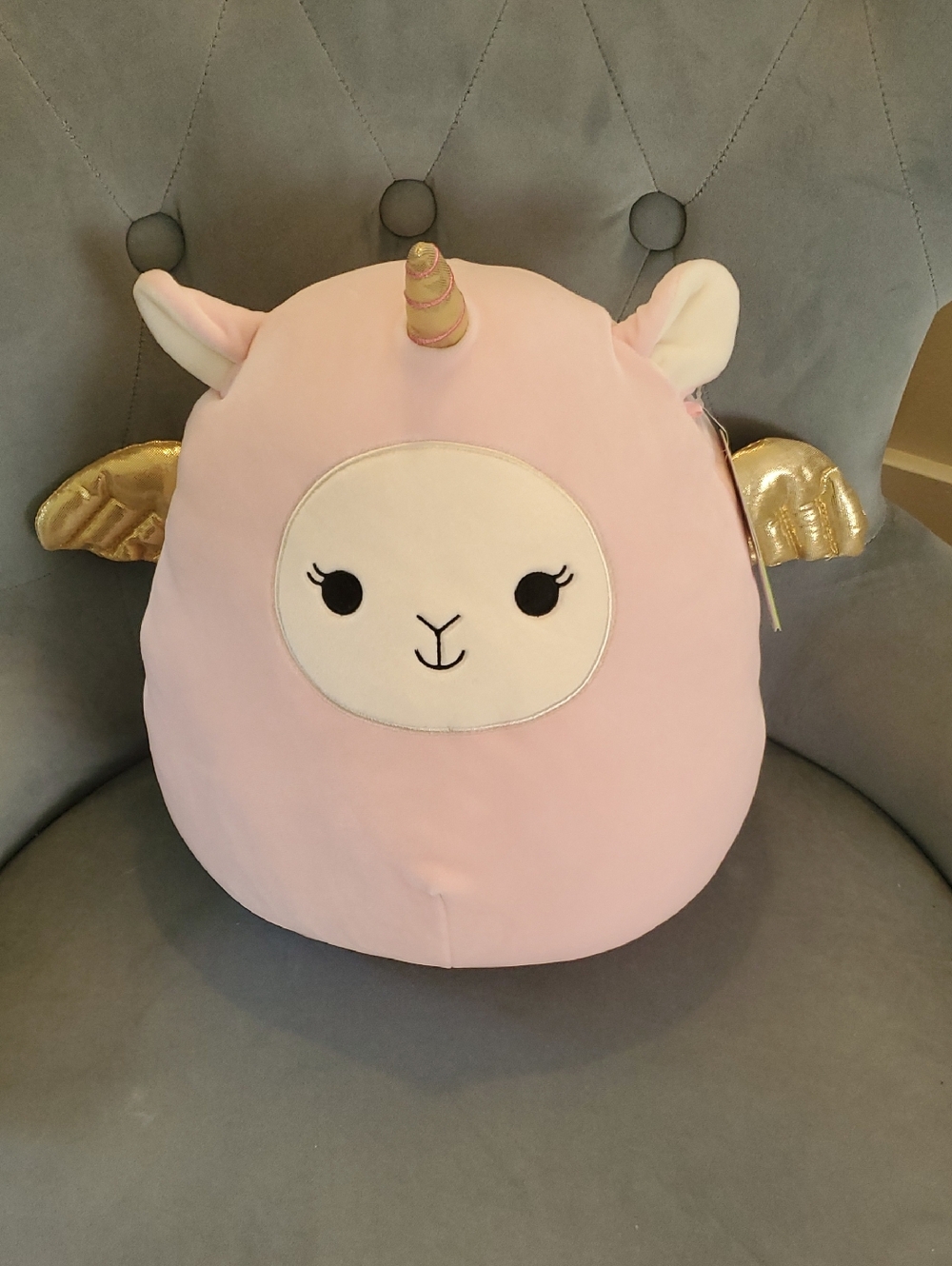 Plush Unicorn Llama Kids Toy - Pink with Gold Wings